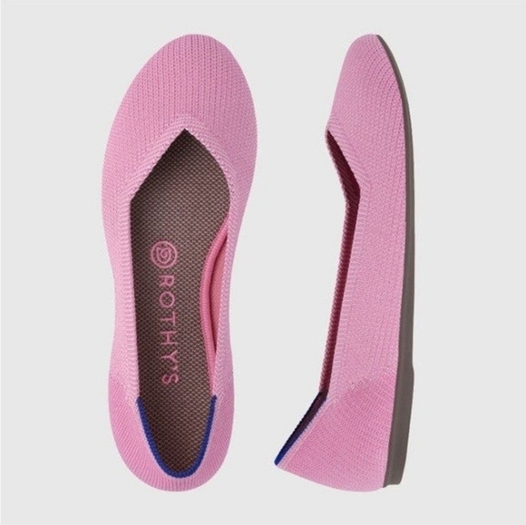 Rothy's The Flat Begonia Pink Knit Fabric Slip On Ballet Flats Bubble Gum Sz 9 - Picture 2 of 16